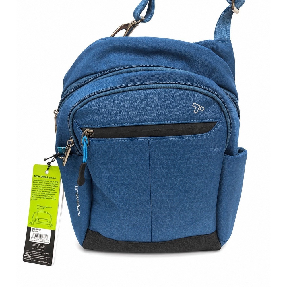 Travelon Anti-Theft Active Tour Bag Blue RFID Crossbody Shoulder Bag NWT
